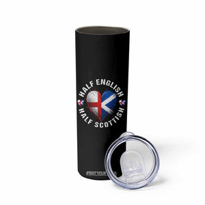 Half English Half Scottish Heritage Skinny Tumbler Heart St Georges Cross and Saltire Pride