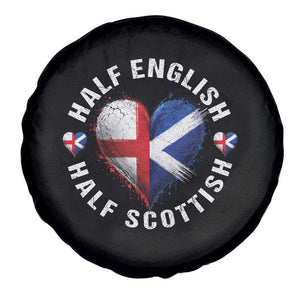 Half English Half Scottish Heritage Spare Tire Cover Heart St Georges Cross and Saltire Pride