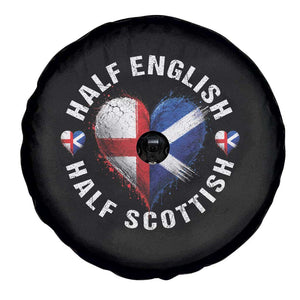 Half English Half Scottish Heritage Spare Tire Cover Heart St Georges Cross and Saltire Pride