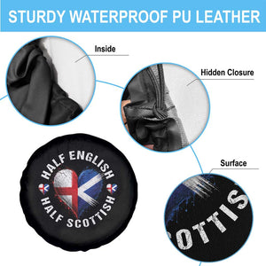 Half English Half Scottish Heritage Spare Tire Cover Heart St Georges Cross and Saltire Pride