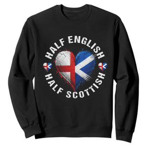 Half English Half Scottish Heritage Sweatshirt Heart St Georges Cross and Saltire Pride