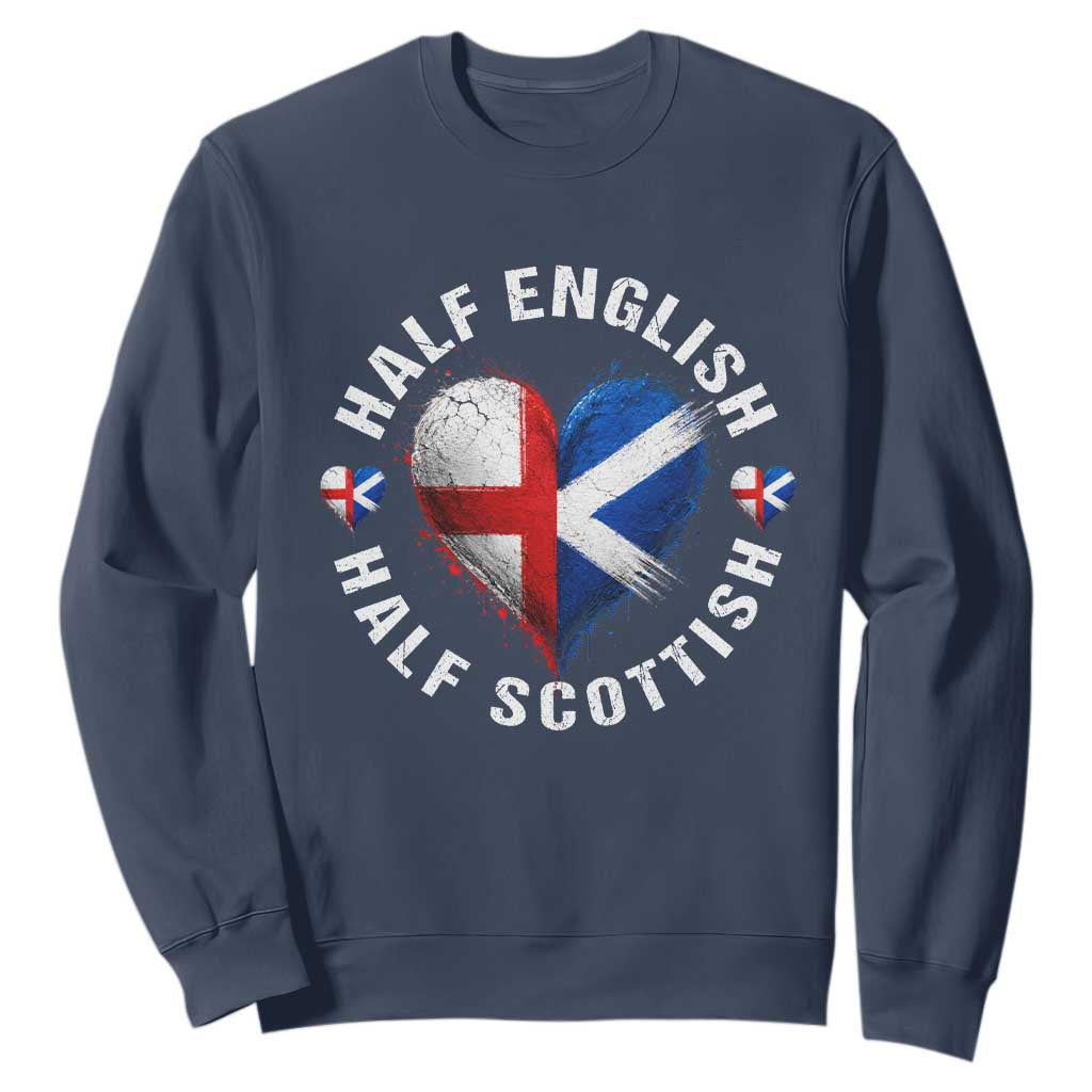 Half English Half Scottish Heritage Sweatshirt Heart St Georges Cross and Saltire Pride