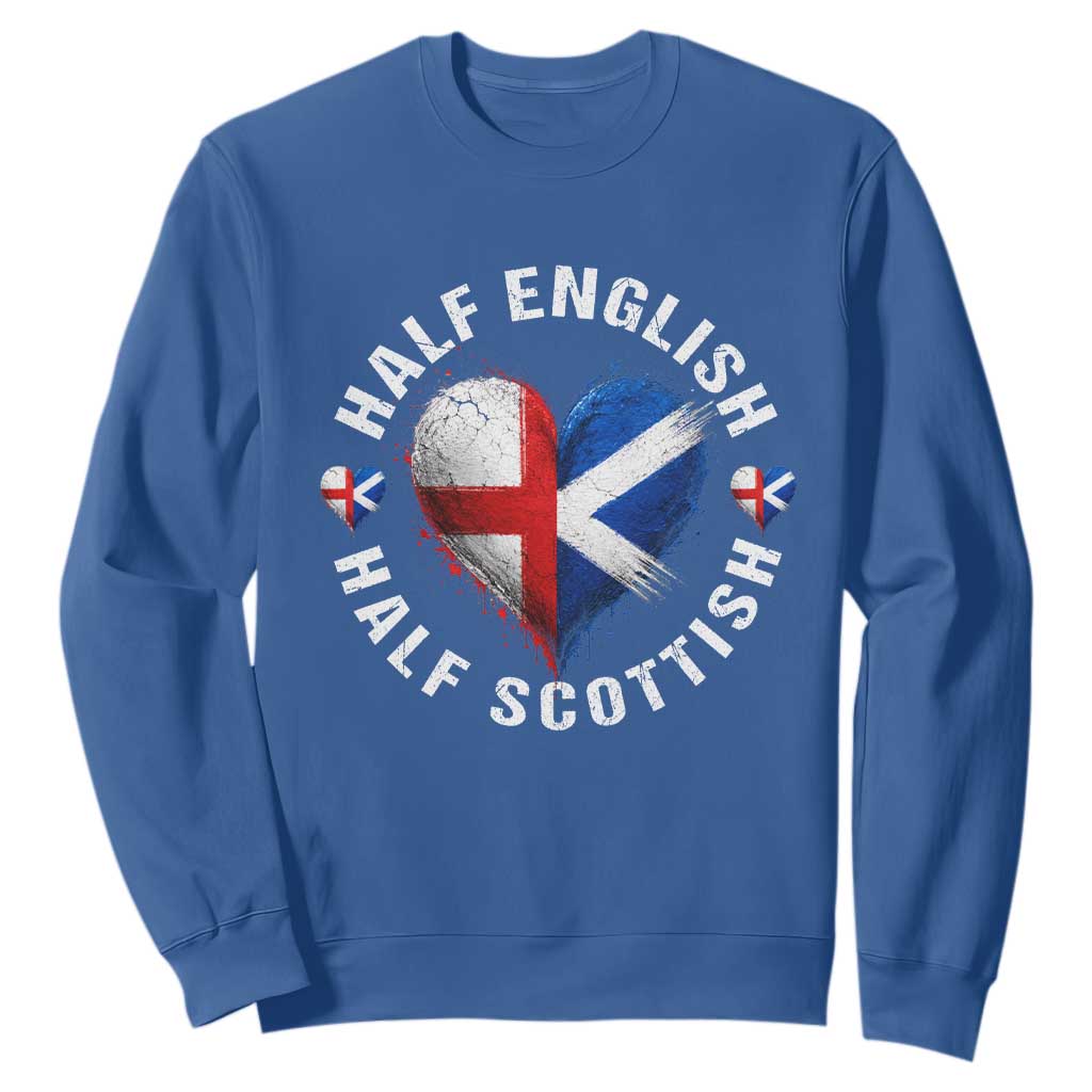 Half English Half Scottish Heritage Sweatshirt Heart St Georges Cross and Saltire Pride