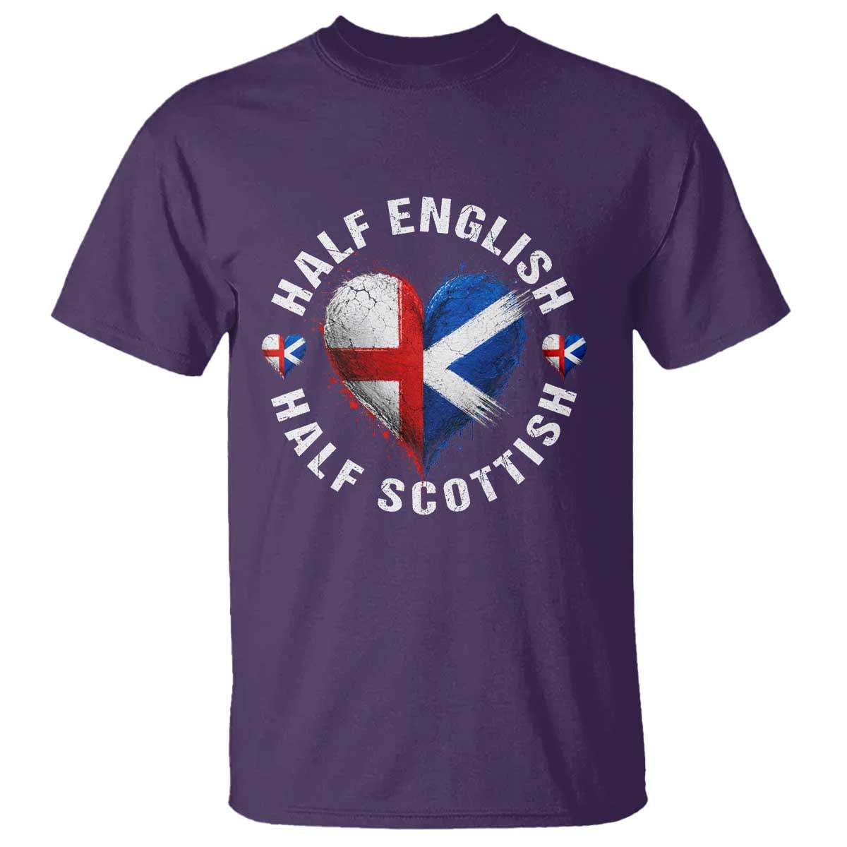 Half English Half Scottish Heritage T Shirt Heart St Georges Cross and Saltire Pride