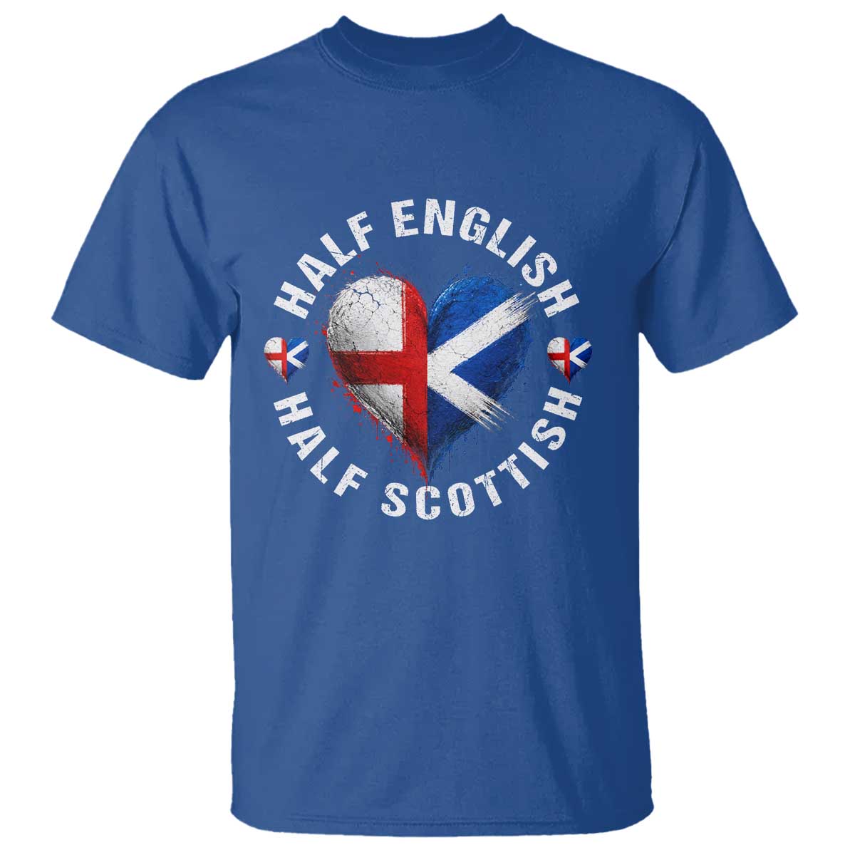 Half English Half Scottish Heritage T Shirt Heart St Georges Cross and Saltire Pride