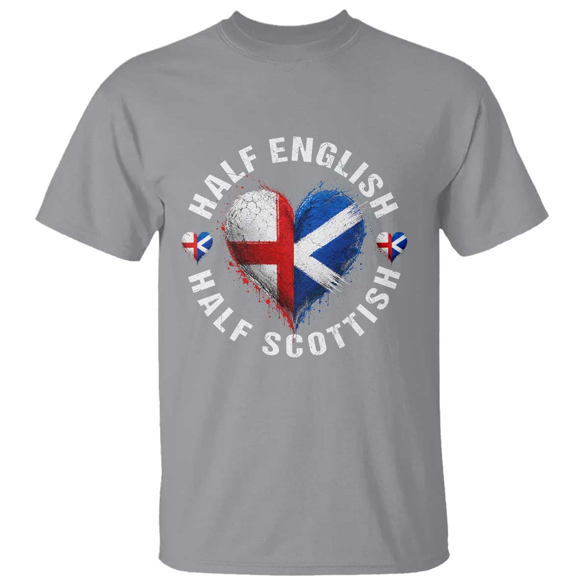 Half English Half Scottish Heritage T Shirt Heart St Georges Cross and Saltire Pride