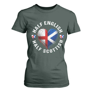 Half English Half Scottish Heritage T Shirt For Women Heart St Georges Cross and Saltire Pride