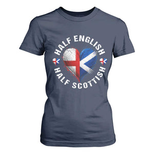 Half English Half Scottish Heritage T Shirt For Women Heart St Georges Cross and Saltire Pride