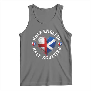 Half English Half Scottish Heritage Tank Top Heart St Georges Cross and Saltire Pride