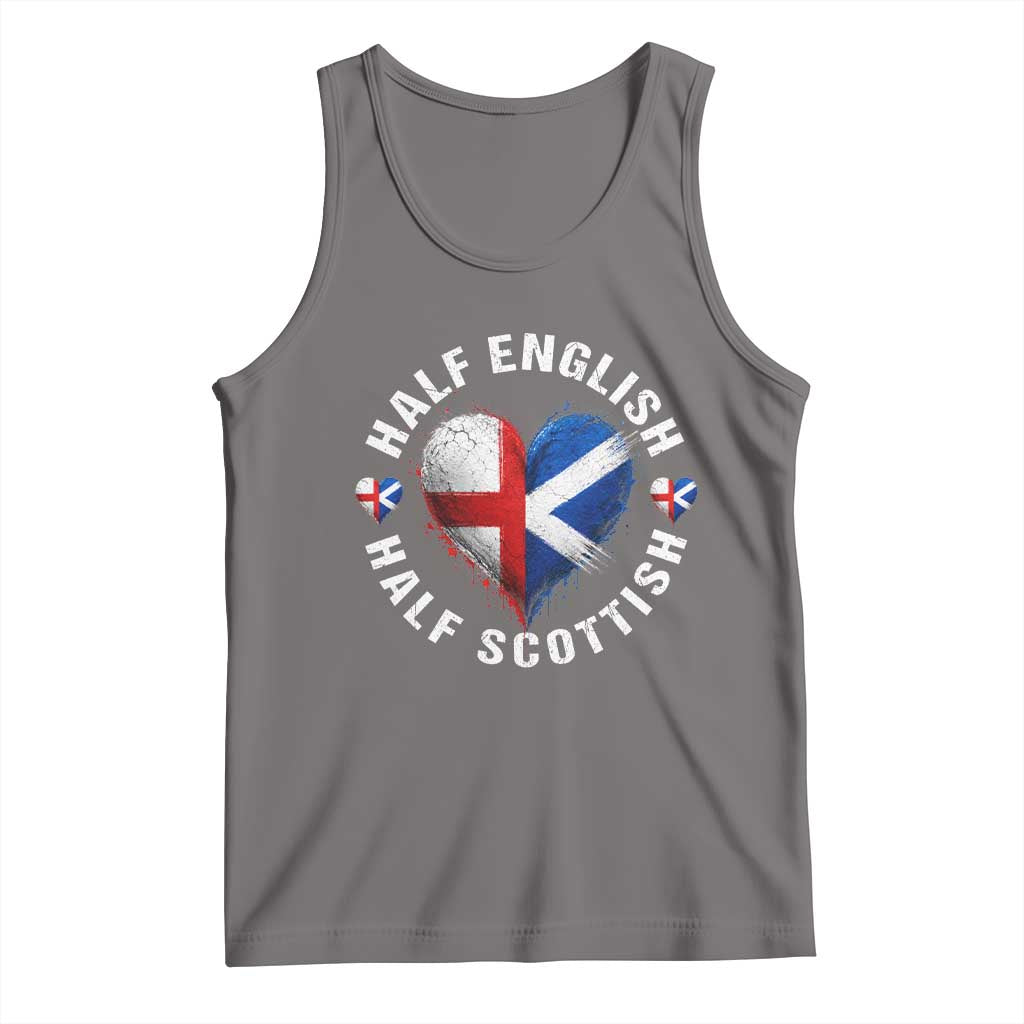 Half English Half Scottish Heritage Tank Top Heart St Georges Cross and Saltire Pride