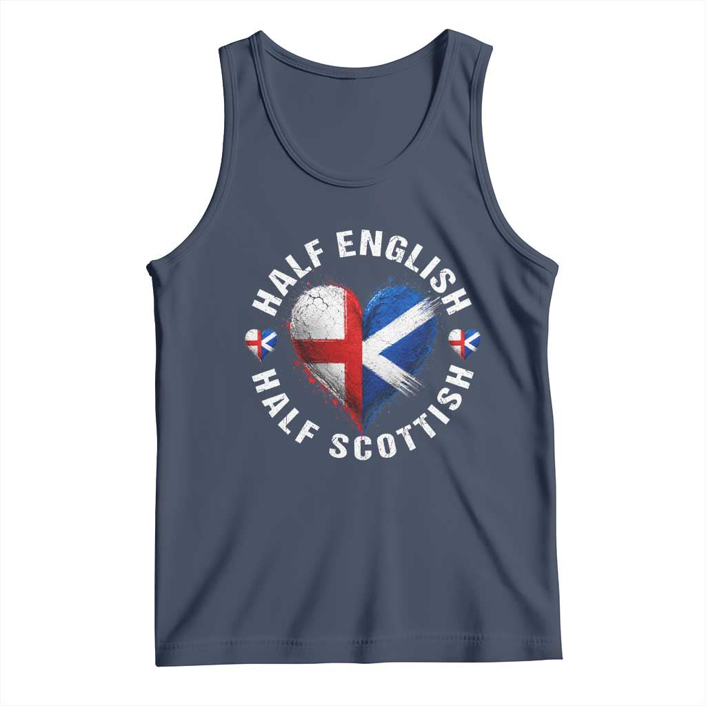 Half English Half Scottish Heritage Tank Top Heart St Georges Cross and Saltire Pride