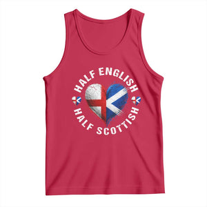 Half English Half Scottish Heritage Tank Top Heart St Georges Cross and Saltire Pride