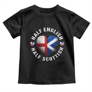 Half English Half Scottish Heritage Toddler T Shirt Heart St Georges Cross and Saltire Pride