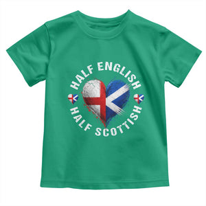 Half English Half Scottish Heritage Toddler T Shirt Heart St Georges Cross and Saltire Pride