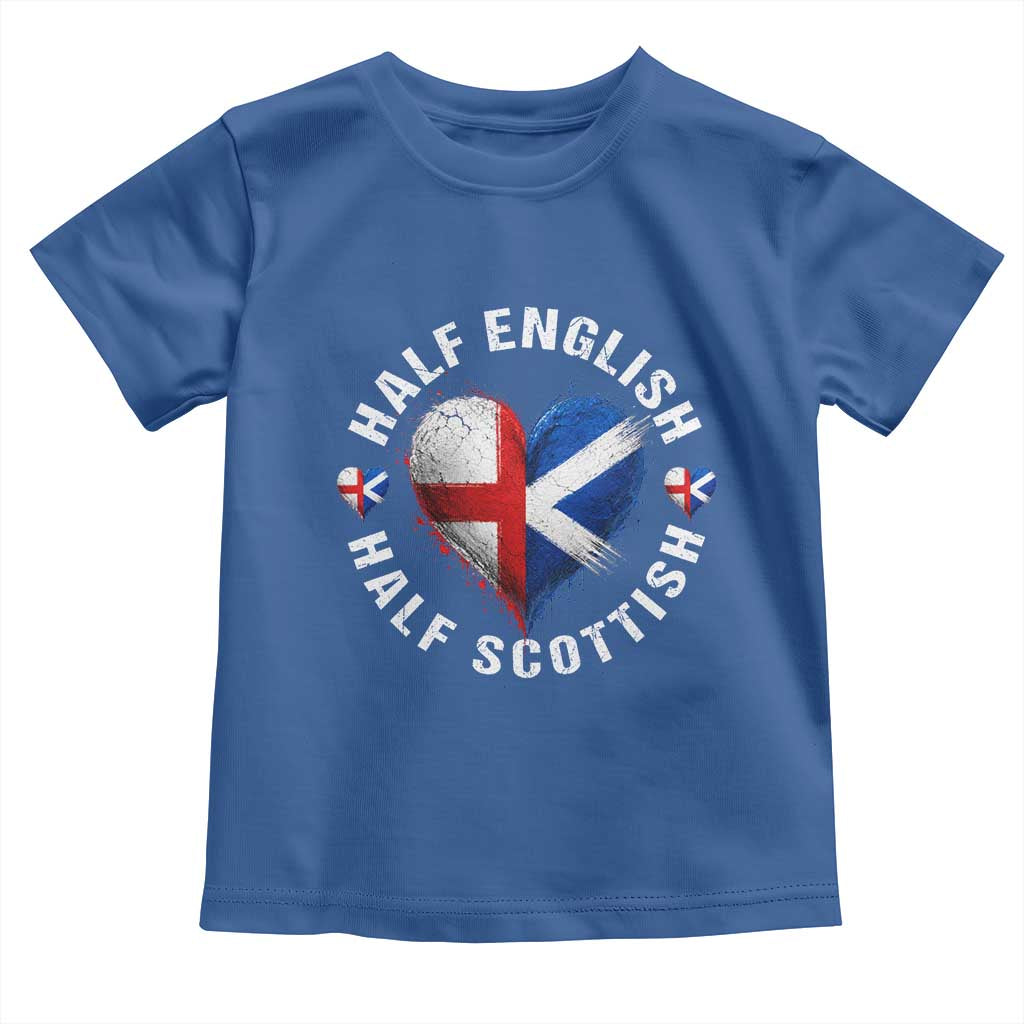 Half English Half Scottish Heritage Toddler T Shirt Heart St Georges Cross and Saltire Pride