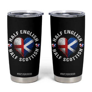 Half English Half Scottish Heritage Tumbler Cup Heart St Georges Cross and Saltire Pride