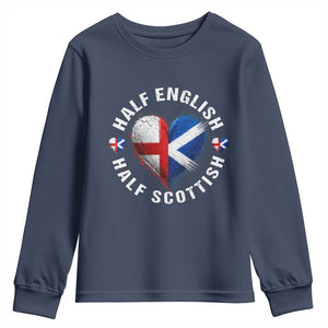 Half English Half Scottish Heritage Youth Sweatshirt Heart St Georges Cross and Saltire Pride