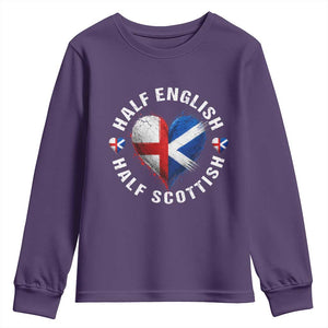Half English Half Scottish Heritage Youth Sweatshirt Heart St Georges Cross and Saltire Pride
