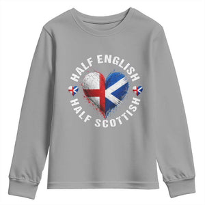 Half English Half Scottish Heritage Youth Sweatshirt Heart St Georges Cross and Saltire Pride