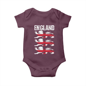 Vintage Three Lions England Pride Baby Onesie Patriotic Soccer British Football Fans