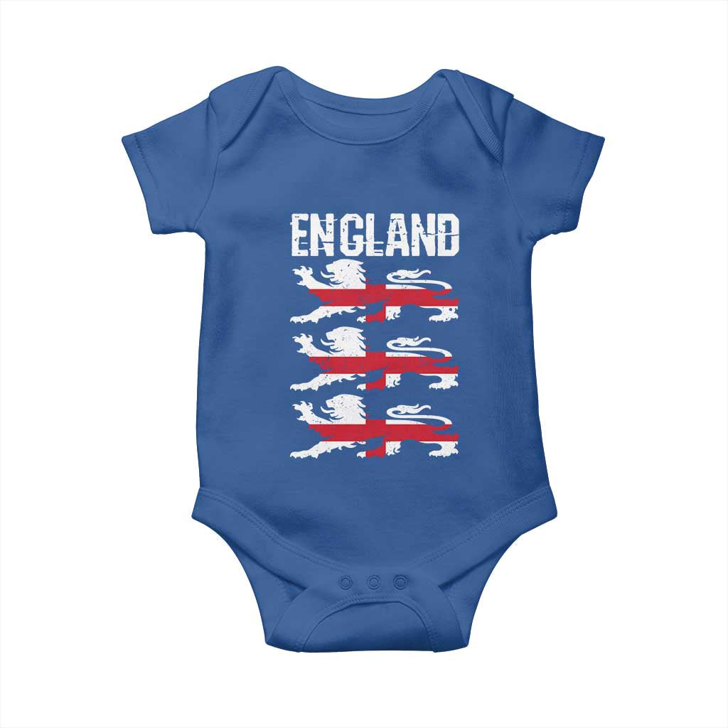 Vintage Three Lions England Pride Baby Onesie Patriotic Soccer British Football Fans