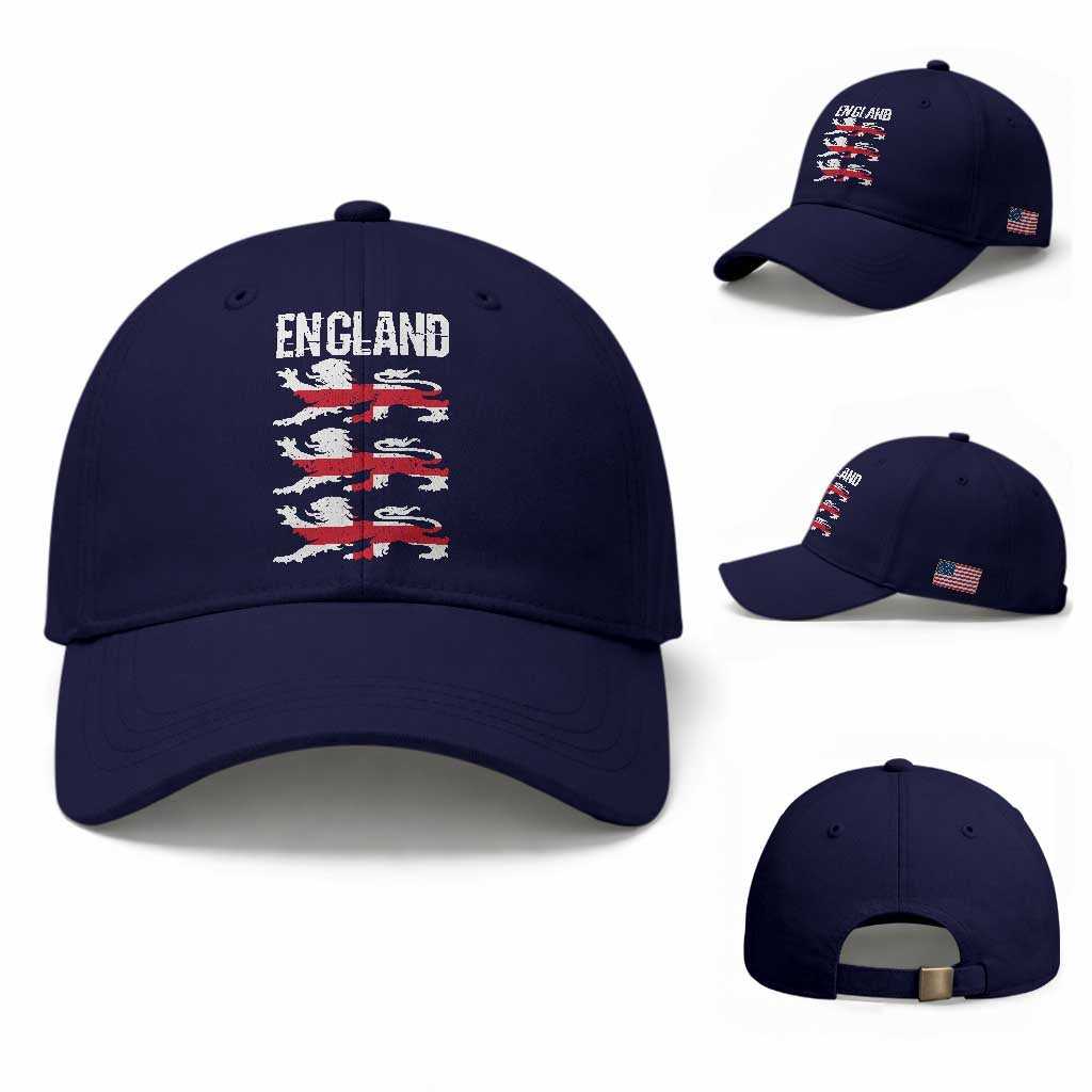 Vintage Three Lions England Pride Baseball Cap Patriotic Soccer British Football Fans