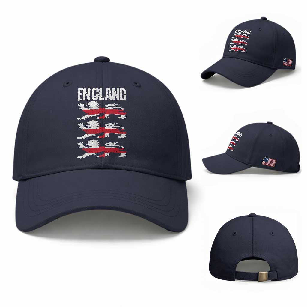 Vintage Three Lions England Pride Baseball Cap Patriotic Soccer British Football Fans
