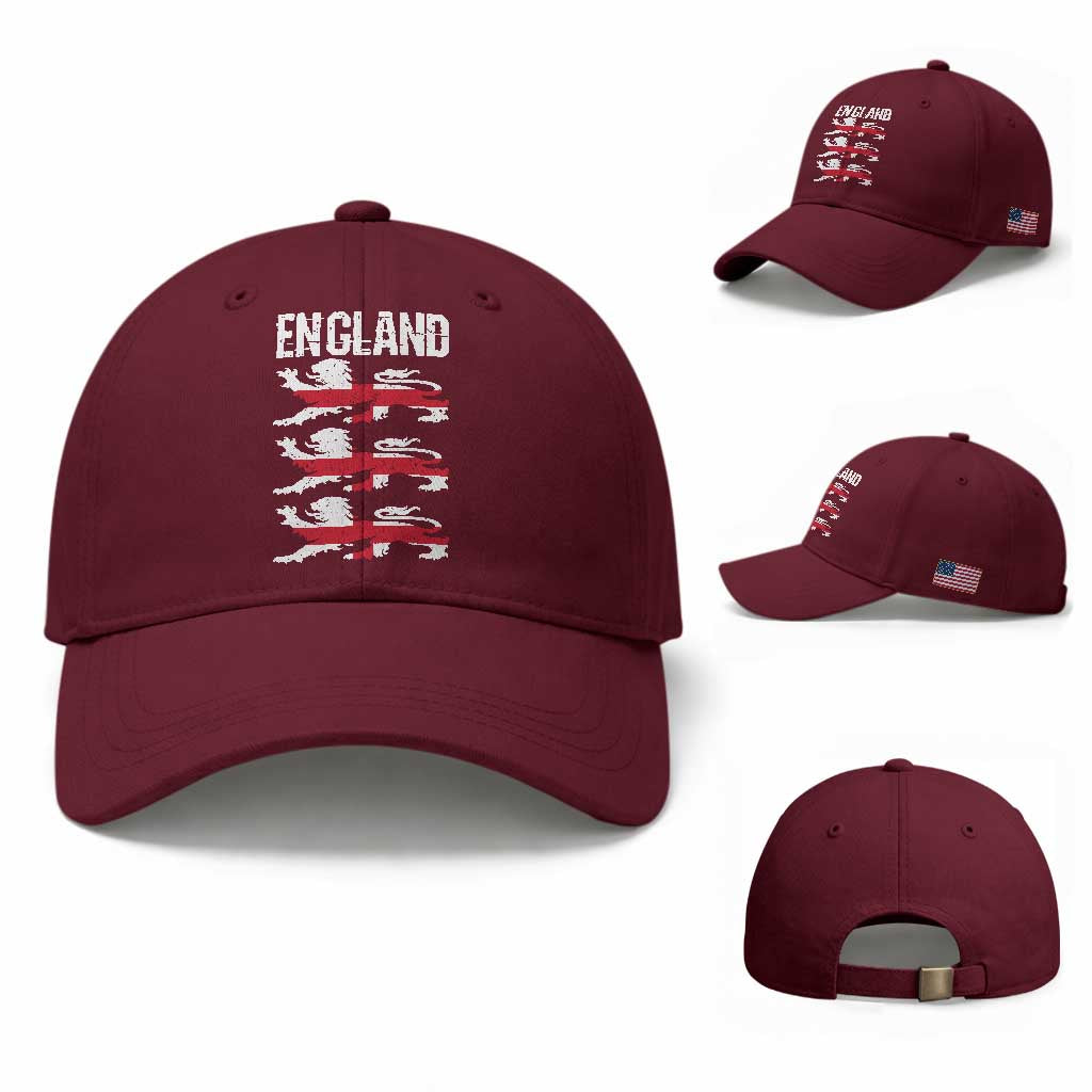 Vintage Three Lions England Pride Baseball Cap Patriotic Soccer British Football Fans