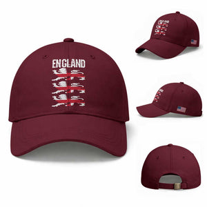 Vintage Three Lions England Pride Baseball Cap Patriotic Soccer British Football Fans