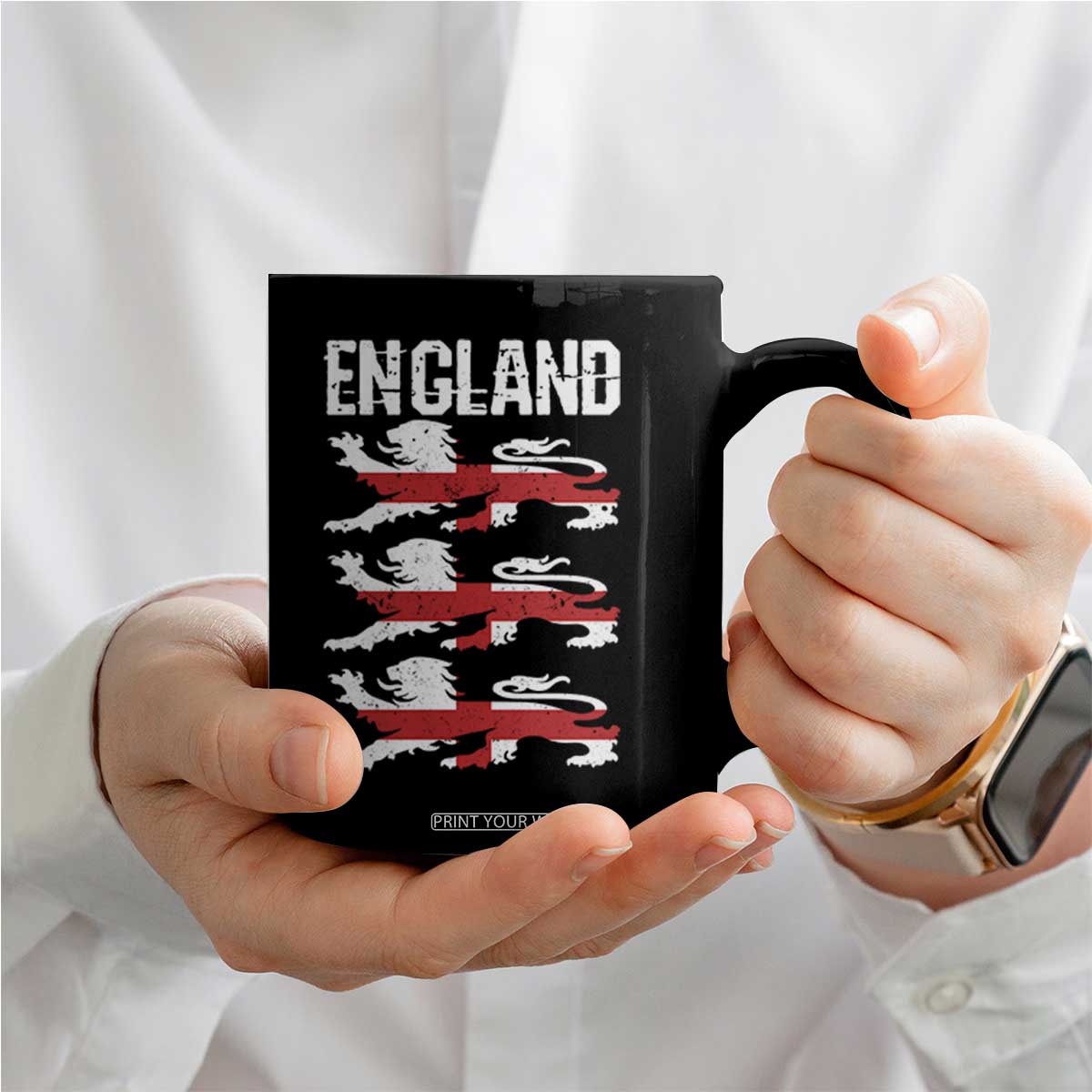 Vintage Three Lions England Pride Coffee Mug Patriotic Soccer British Football Fans