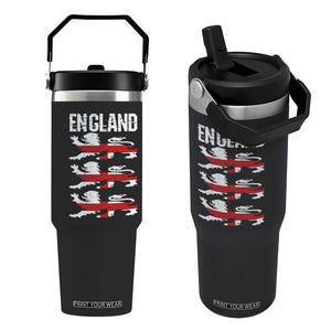 Vintage Three Lions England Pride Flip Straw Tumbler Patriotic Soccer British Football Fans
