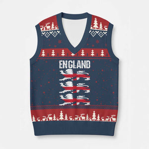 Vintage Three Lions England Pride V-Neck Knit Sweater Vest Patriotic Soccer British Football Fans
