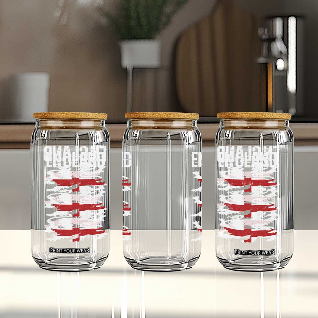 Vintage Three Lions England Pride Glass Can Patriotic Soccer British Football Fans