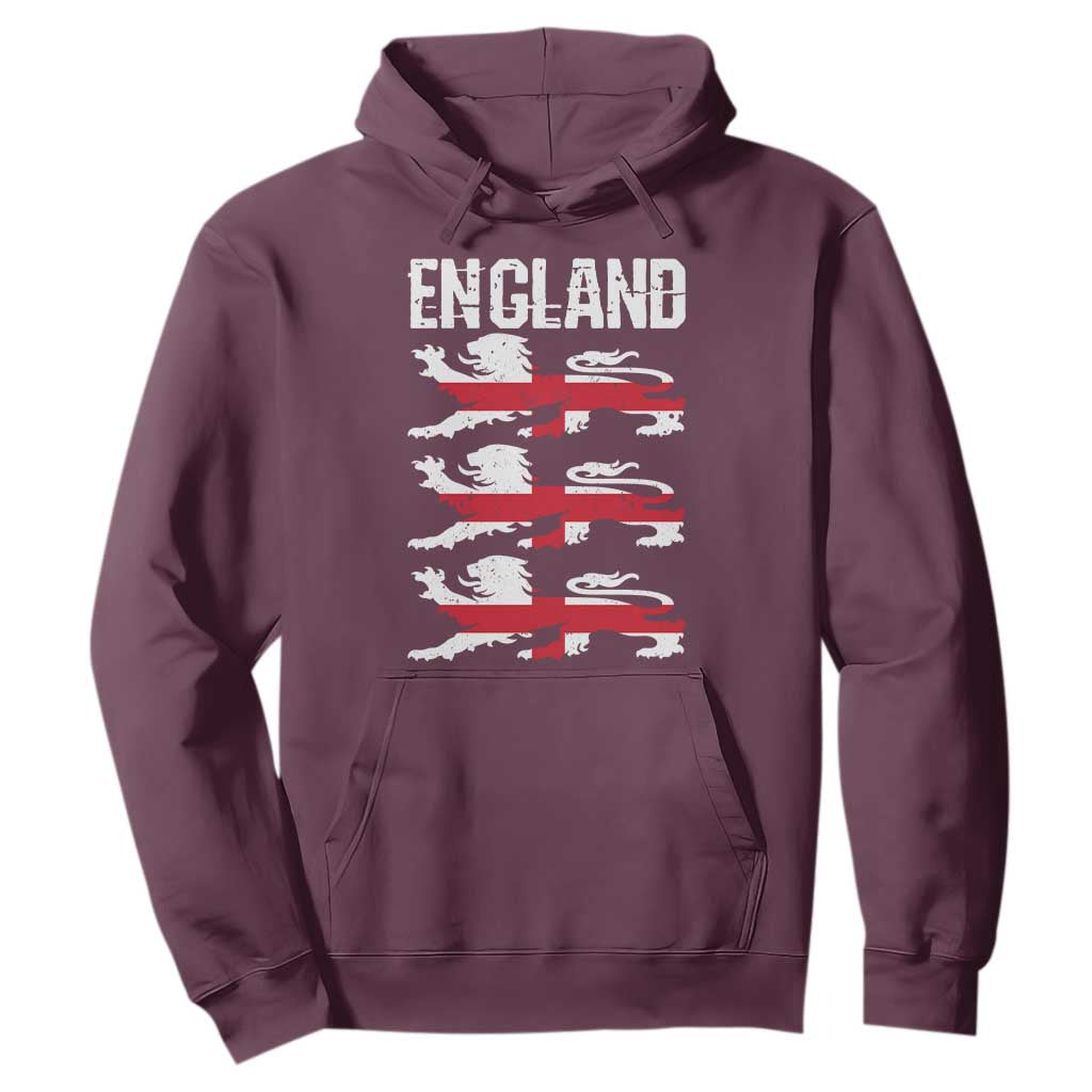Vintage Three Lions England Pride Hoodie Patriotic Soccer British Football Fans
