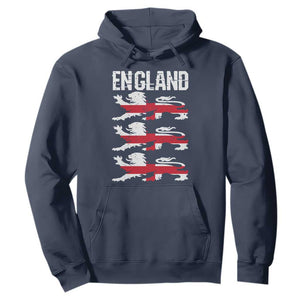 Vintage Three Lions England Pride Hoodie Patriotic Soccer British Football Fans