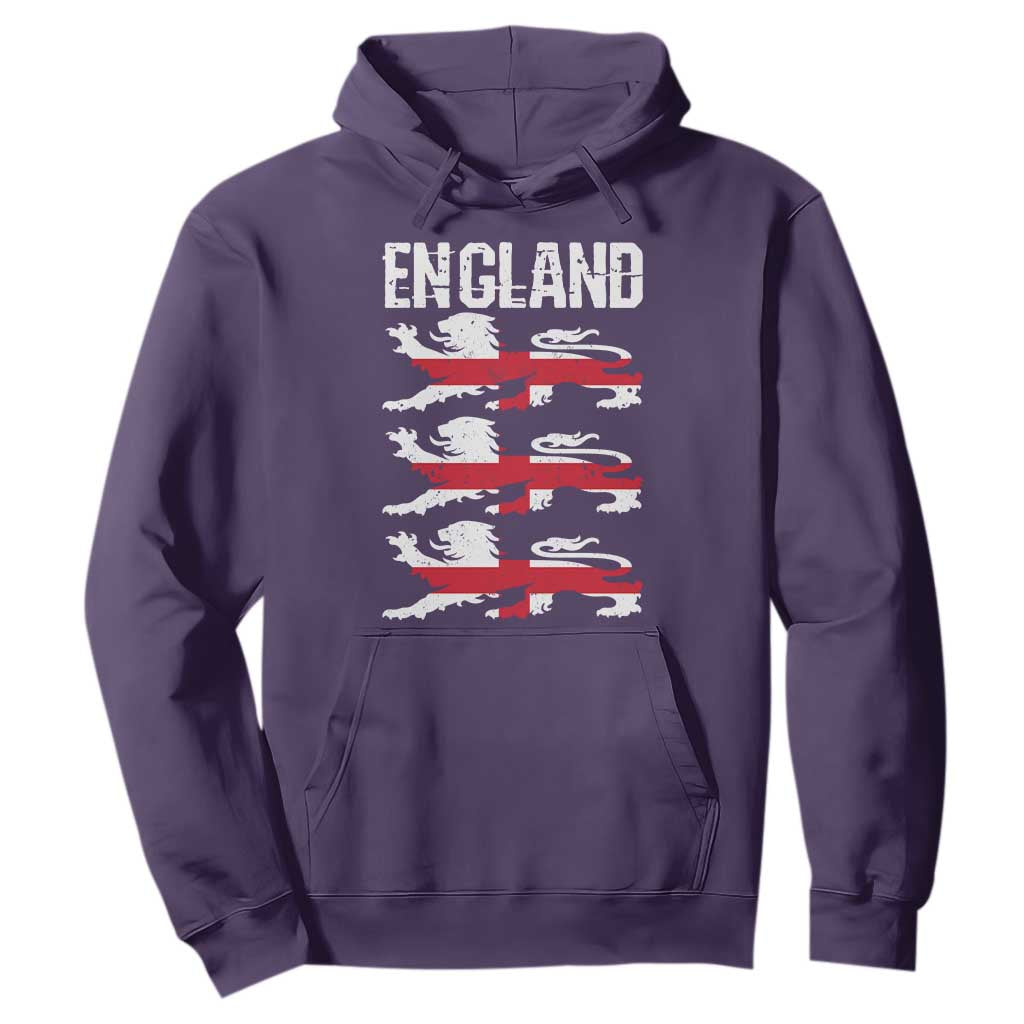 Vintage Three Lions England Pride Hoodie Patriotic Soccer British Football Fans
