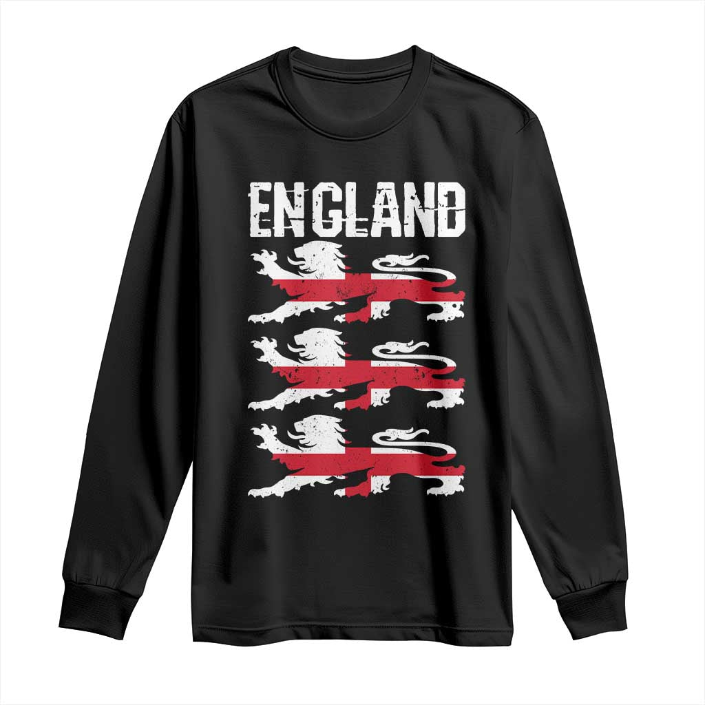 Vintage Three Lions England Pride Long Sleeve Shirt Patriotic Soccer British Football Fans