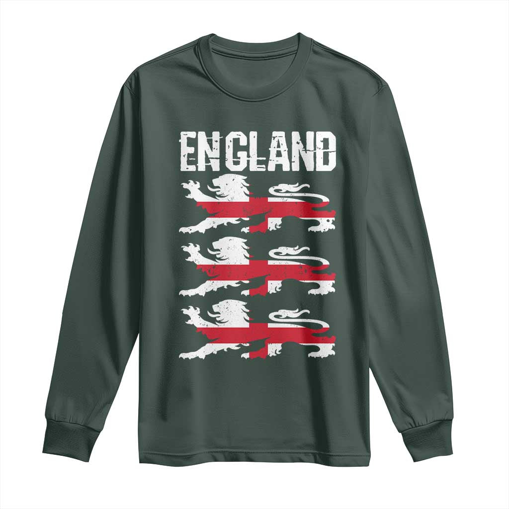 Vintage Three Lions England Pride Long Sleeve Shirt Patriotic Soccer British Football Fans