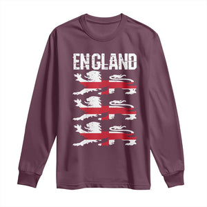 Vintage Three Lions England Pride Long Sleeve Shirt Patriotic Soccer British Football Fans