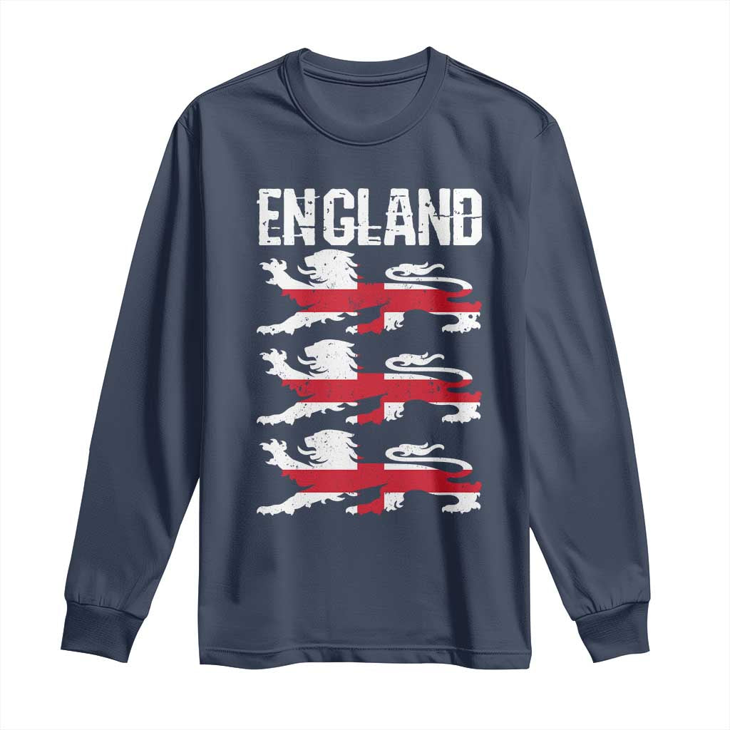 Vintage Three Lions England Pride Long Sleeve Shirt Patriotic Soccer British Football Fans