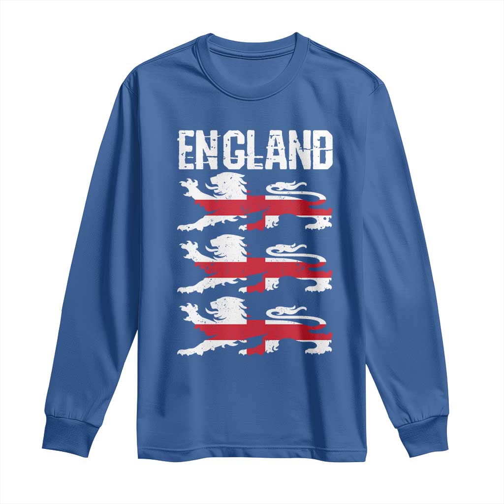 Vintage Three Lions England Pride Long Sleeve Shirt Patriotic Soccer British Football Fans