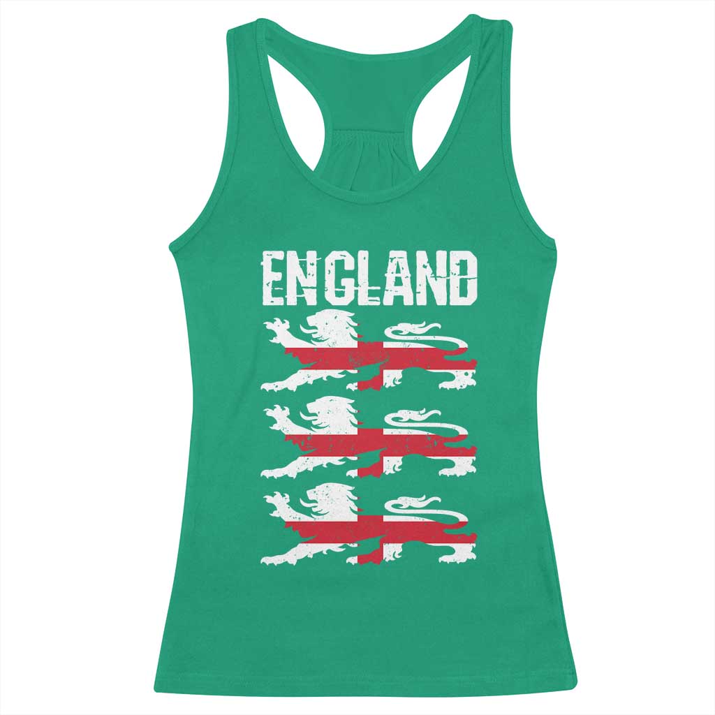 Vintage Three Lions England Pride Racerback Tank Top Patriotic Soccer British Football Fans