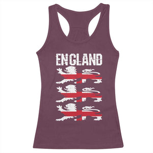 Vintage Three Lions England Pride Racerback Tank Top Patriotic Soccer British Football Fans