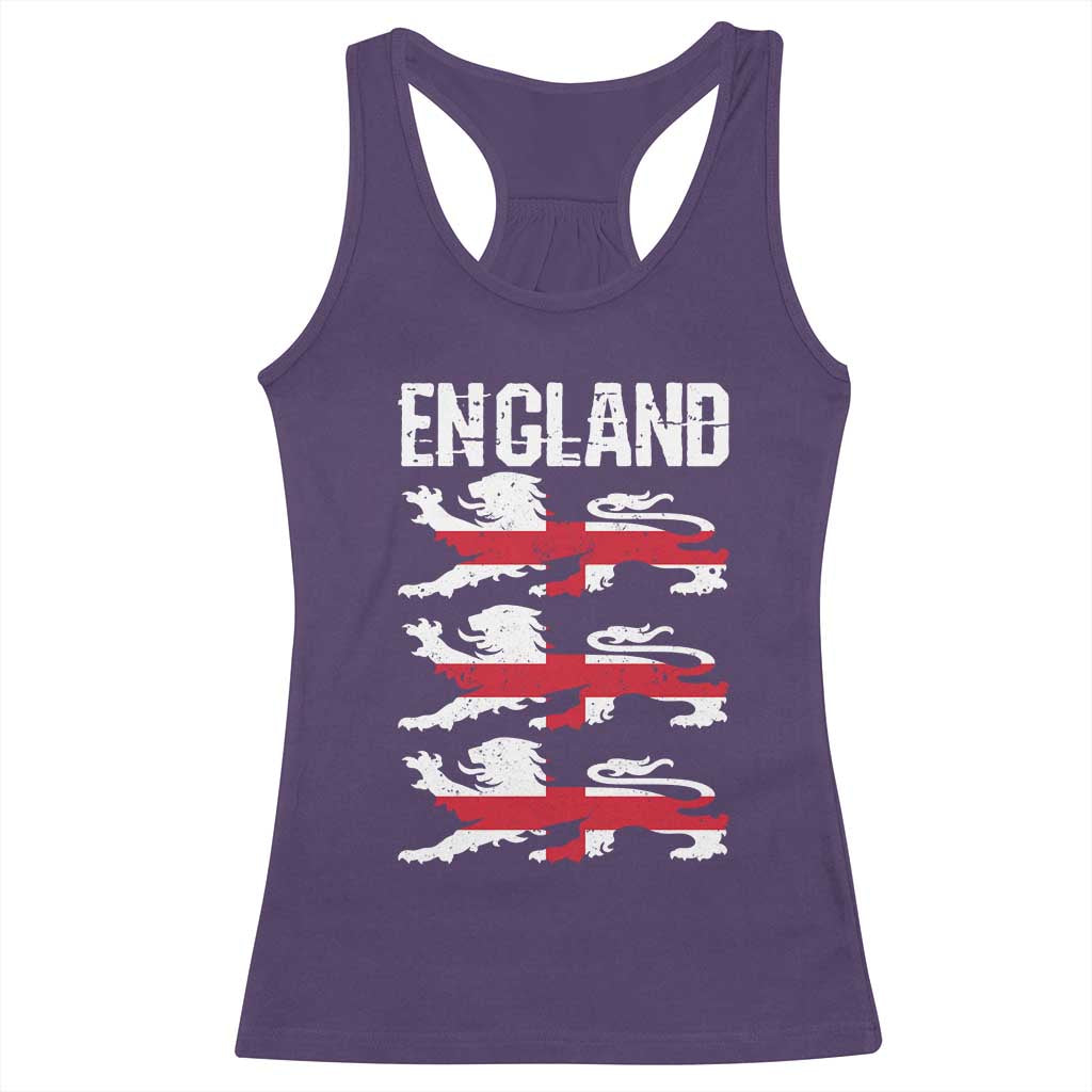 Vintage Three Lions England Pride Racerback Tank Top Patriotic Soccer British Football Fans