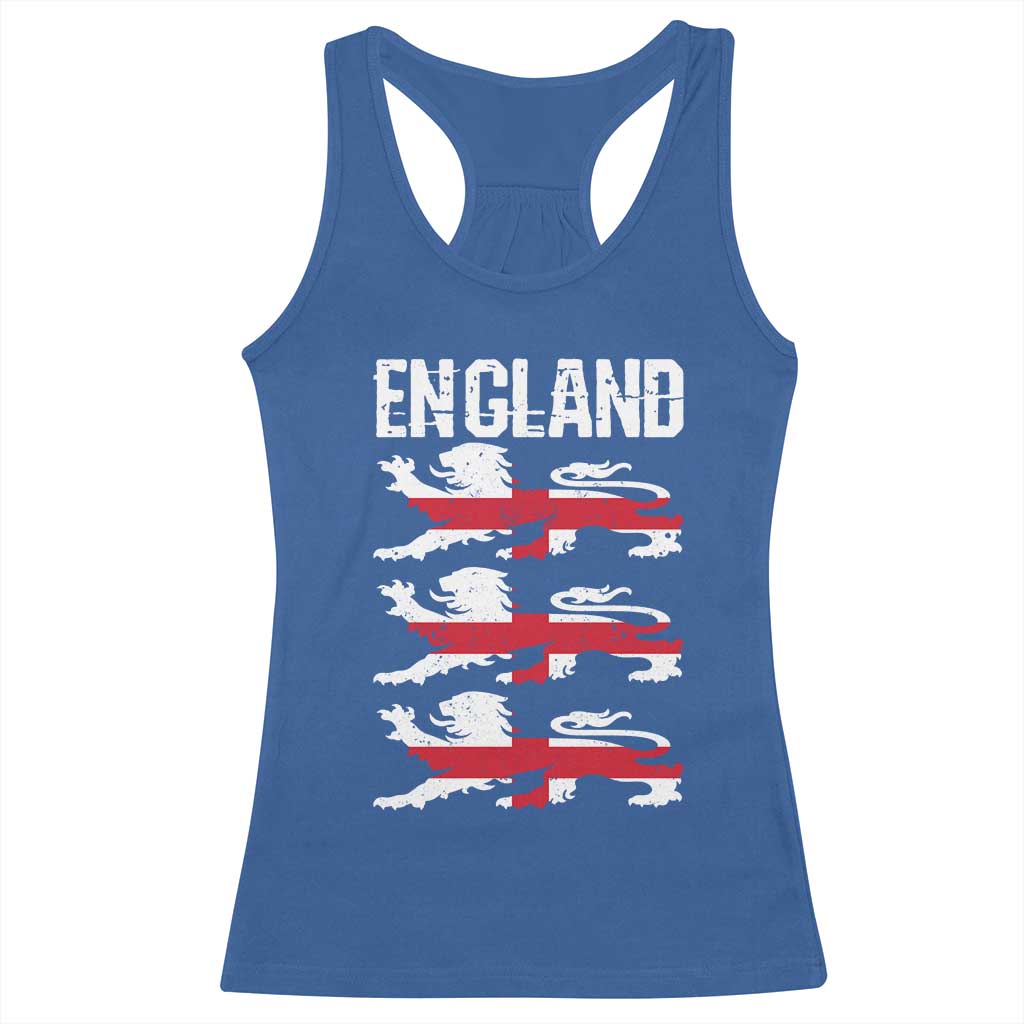 Vintage Three Lions England Pride Racerback Tank Top Patriotic Soccer British Football Fans