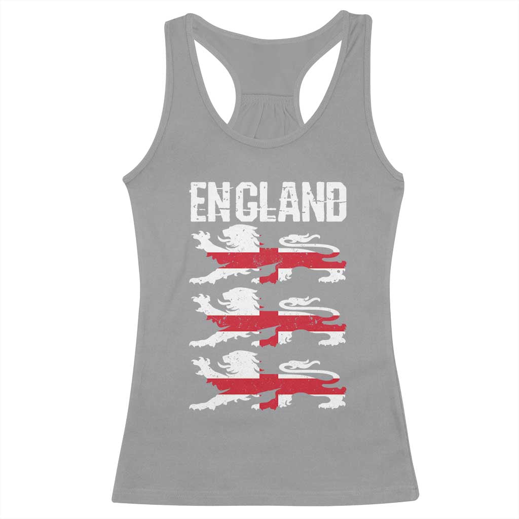 Vintage Three Lions England Pride Racerback Tank Top Patriotic Soccer British Football Fans