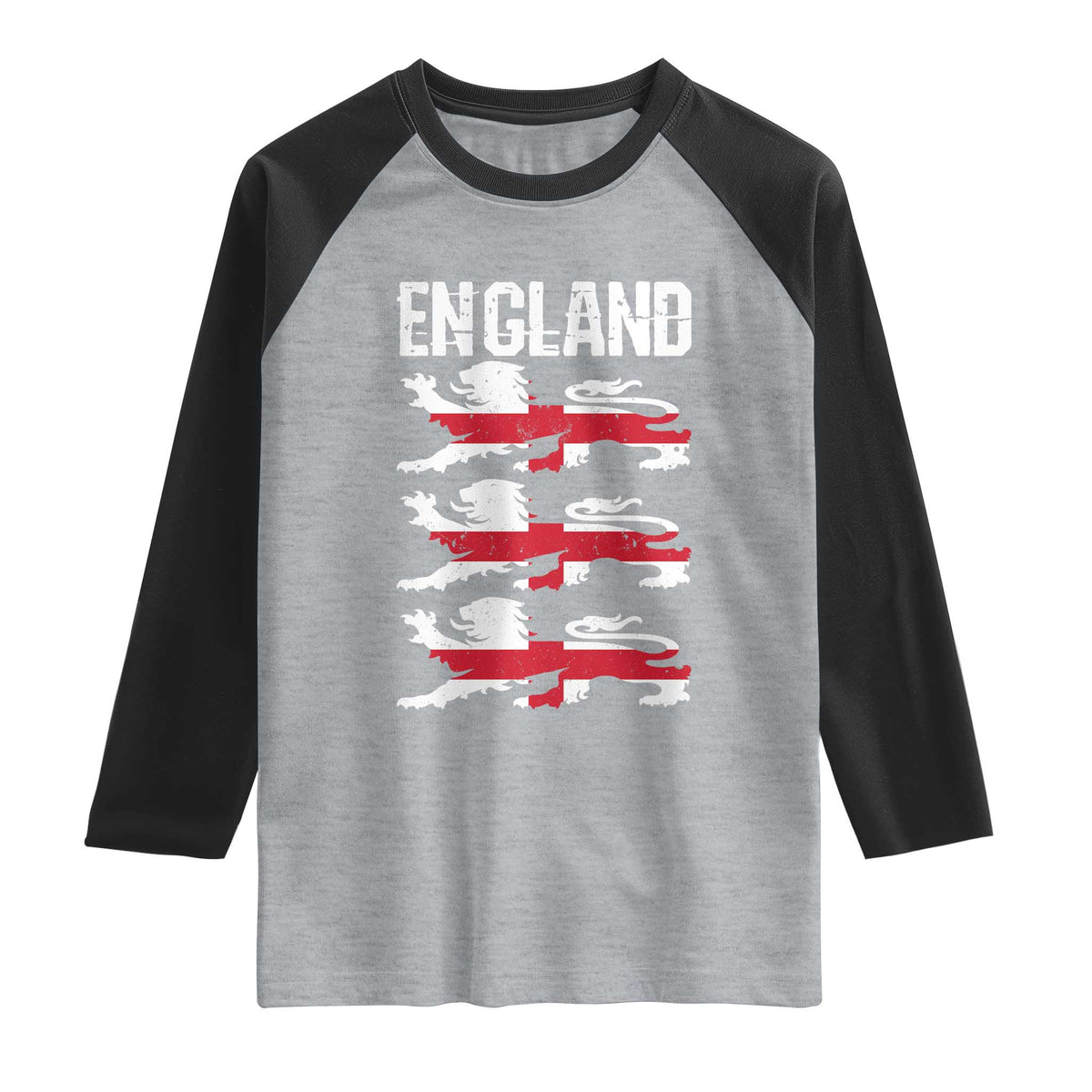 Vintage Three Lions England Pride Raglan Shirt Patriotic Soccer British Football Fans
