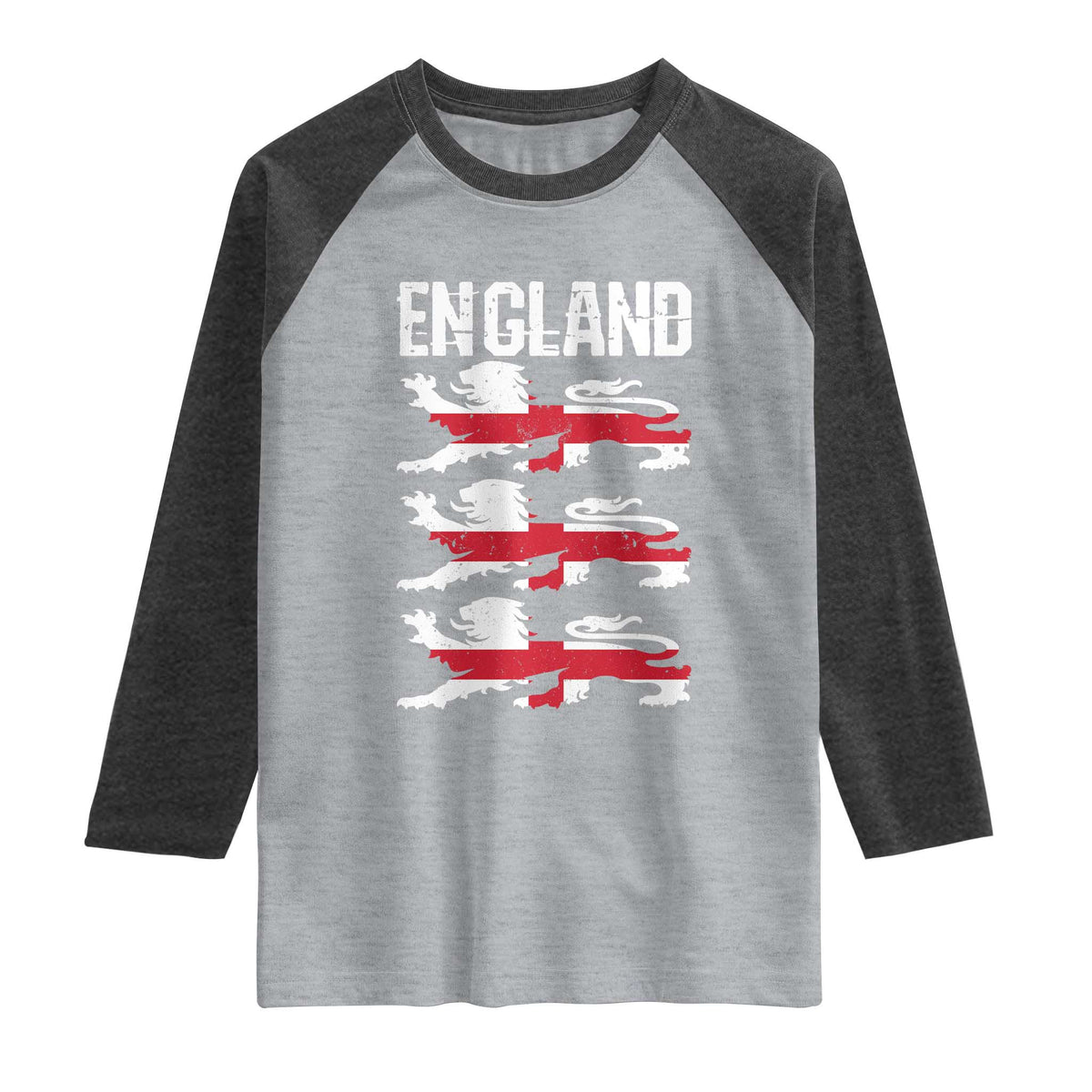 Vintage Three Lions England Pride Raglan Shirt Patriotic Soccer British Football Fans