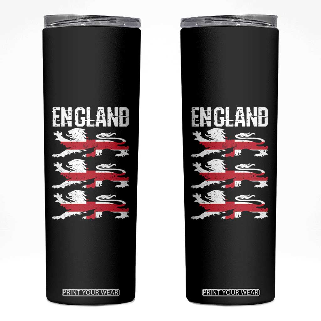 Vintage Three Lions England Pride Skinny Tumbler Patriotic Soccer British Football Fans