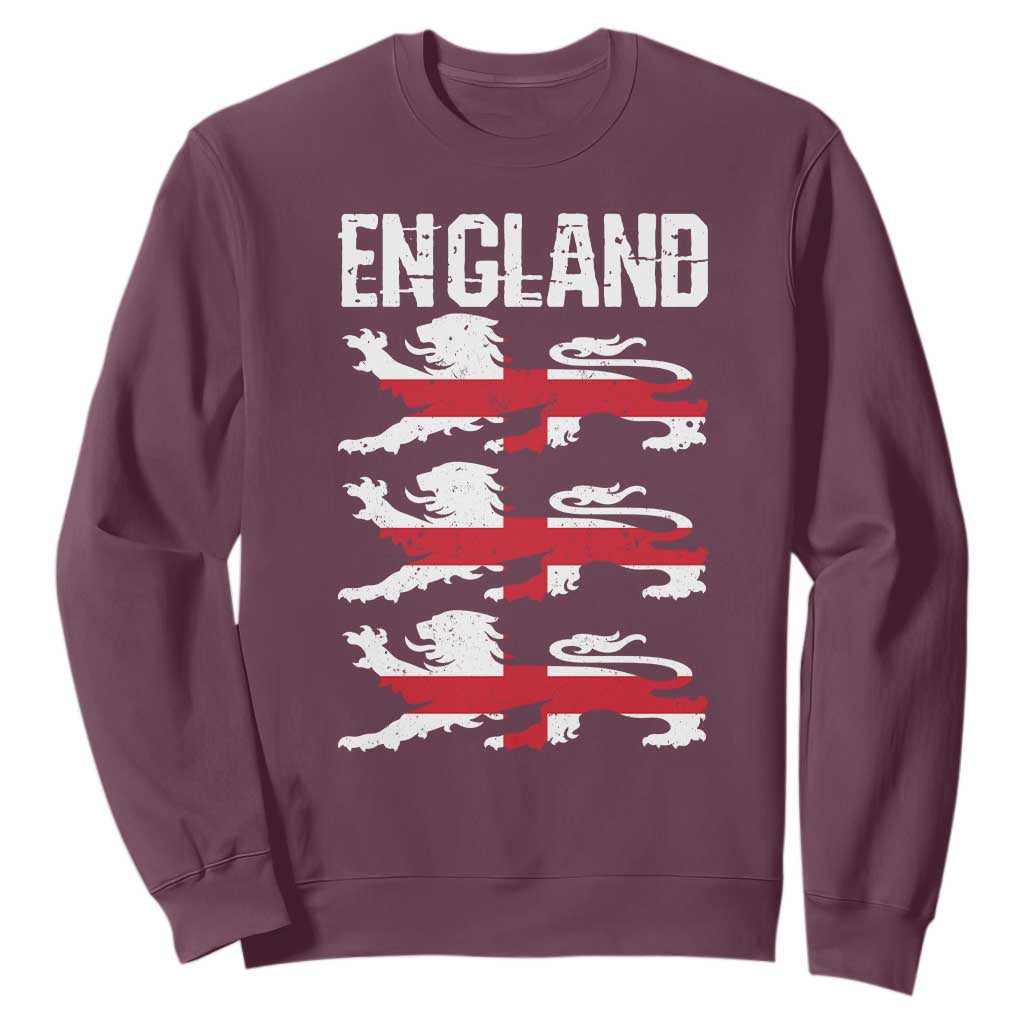 Vintage Three Lions England Pride Sweatshirt Patriotic Soccer British Football Fans